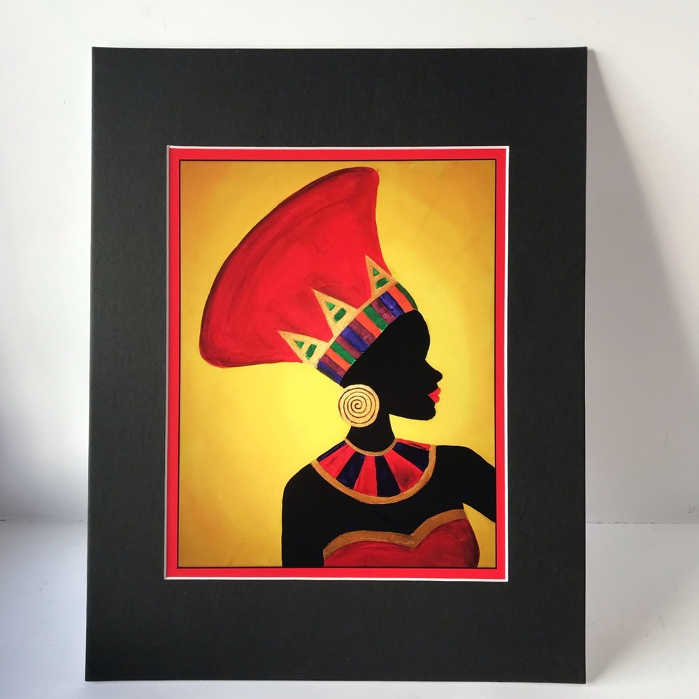 Beautiful African art matted high quality print size 11x14